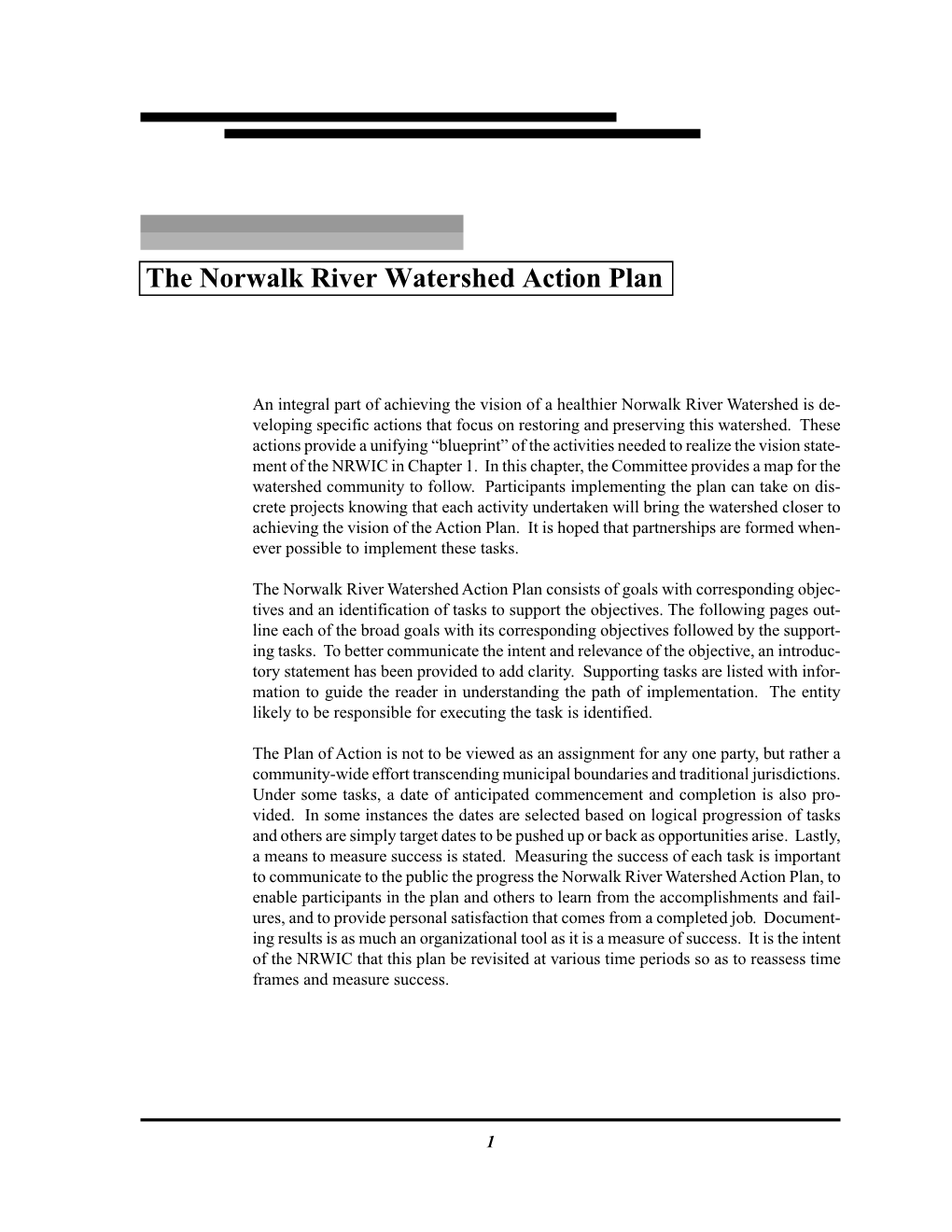 The Norwalk River Watershed Action Plan