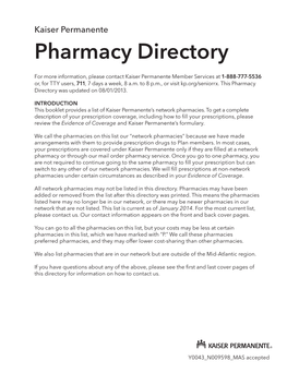 Kaiser Permanente Pharmacy Directory