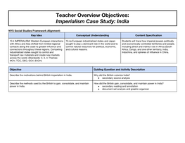 Teacher Overview Objectives: Imperialism Case Study: India