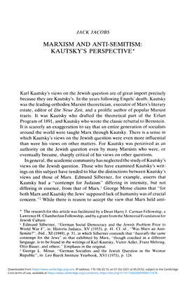 Marxism and Anti-Semitism: Kautsky's Perspective*