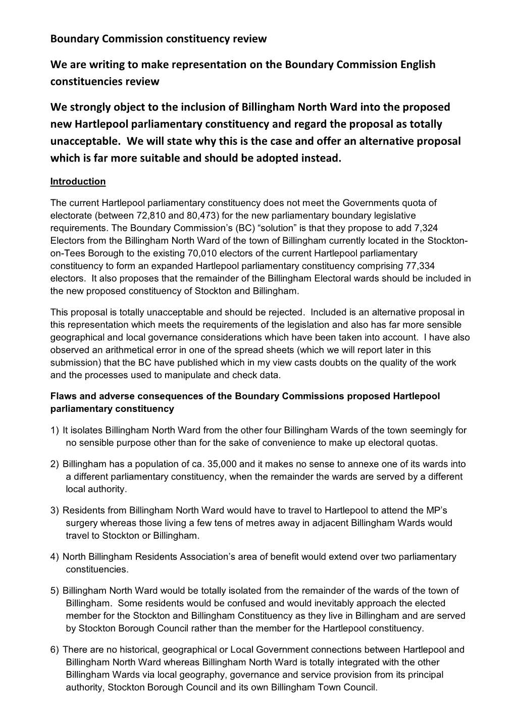 Boundary Commission Constituency Review We Are Writing to Make