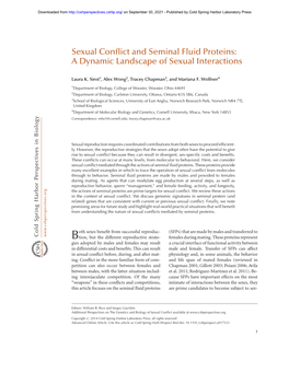 Sexual Conflict and Seminal Fluid Proteins: a Dynamic Landscape of Sexual Interactions