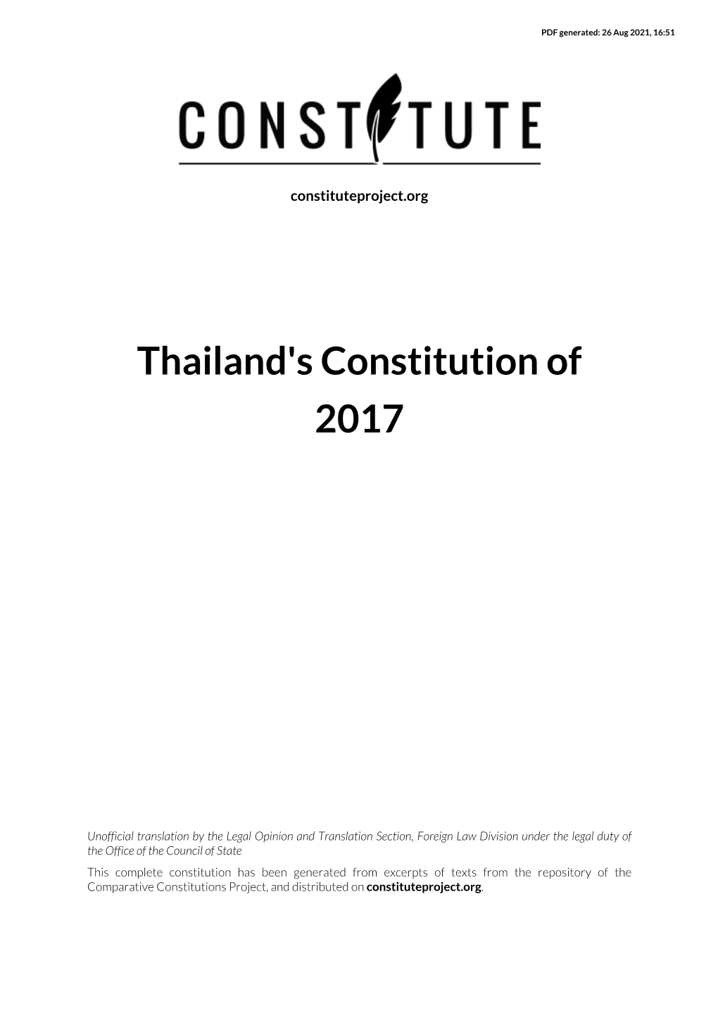 Thailand's Constitution of 2017