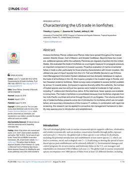 Characterizing the US Trade in Lionfishes