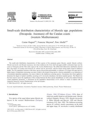 Small-Scale Distribution Characteristics of Munida Spp. Populations (Decapoda: Anomura) Off the Catalan Coasts (Western Mediterranean)