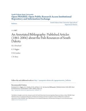 An Annotated Bibliography: Published Articles (1861-2004) About the Fish Resources of South Dakota M
