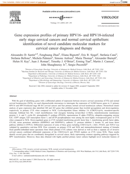 And HPV18-Infected Early Stage Cervical Cancers and Normal