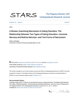 A Review: Examining Narcissism in Eating Disorders