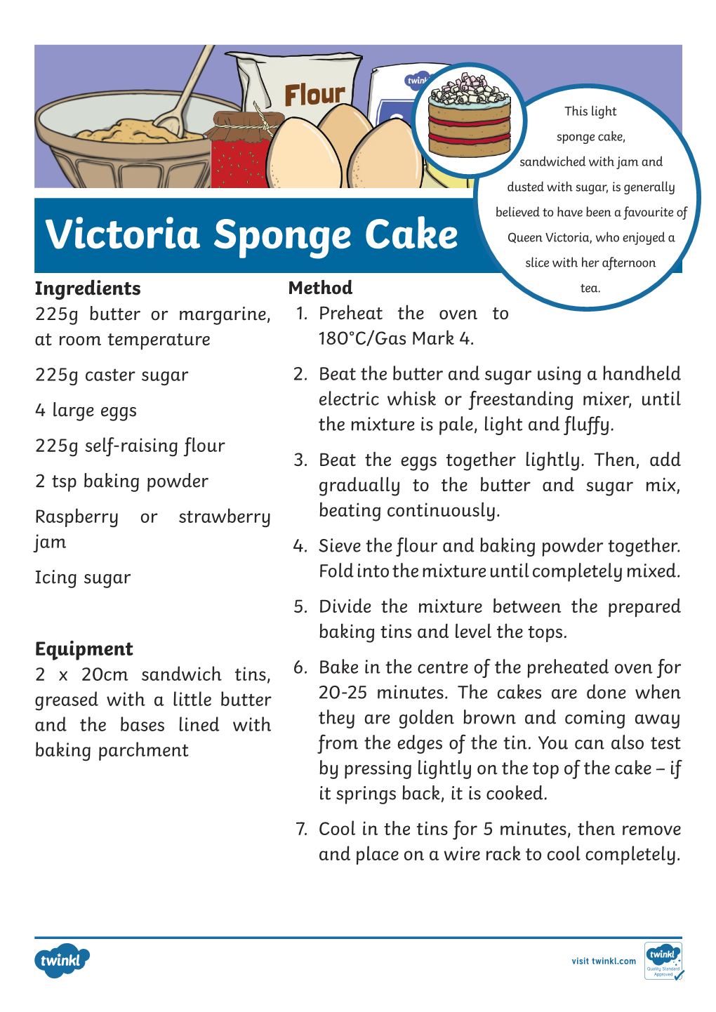 Victoria Sponge Cake Queen Victoria, Who Enjoyed a Slice with Her Afternoon Ingredients Method Tea