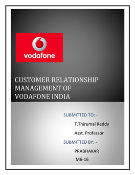 Customer Relationship Management of Vodafone India