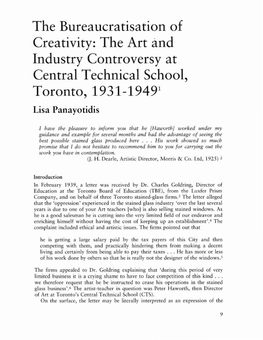 The Bureaucratisation of Creativity: the Art and Industry Controversy at Central Technical School, Toronto, 1931-19491 Lisa Panayotidis