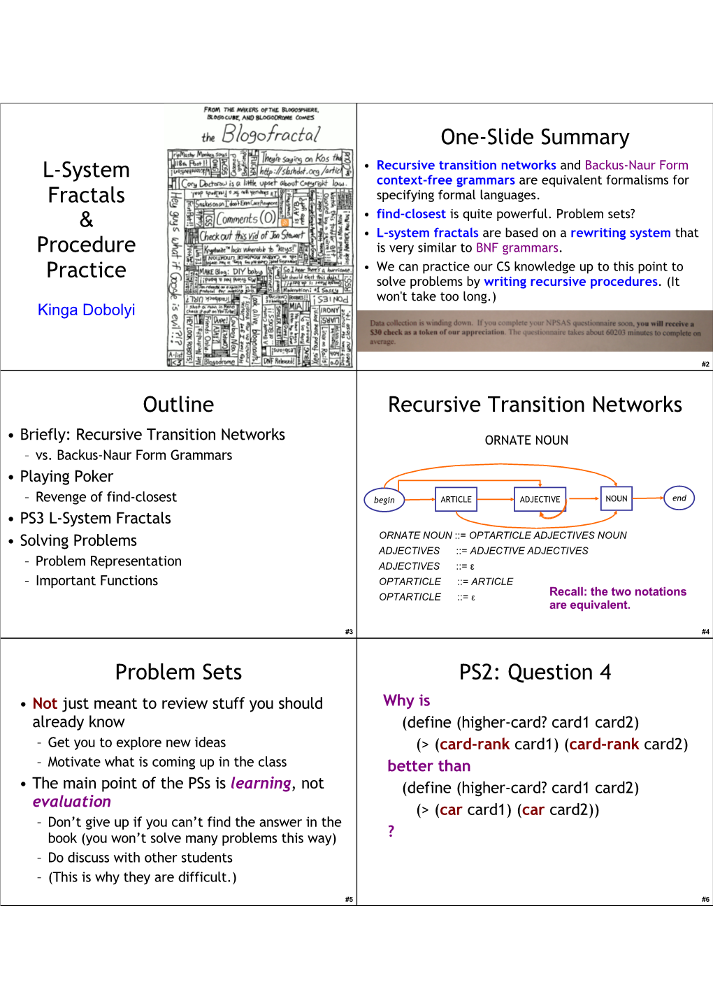 L-System Fractals & Procedure Practice One-Slide