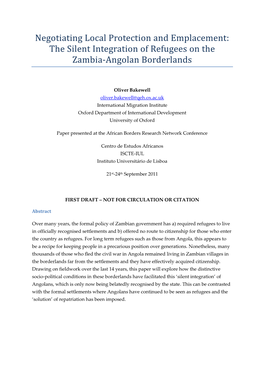 The Silent Integration of Refugees on the Zambia-Angolan Borderlands