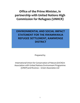 Environmental and Social Impact Statement for the Rwamwanja Refugee Settlement, Kamwenge District