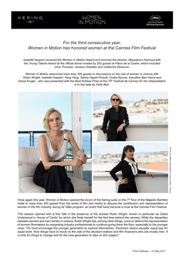 For the Third Consecutive Year, Women in Motion Has Honored Women at the Cannes Film Festival