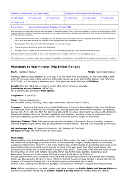 Westbury to Warminster (Via Imber Range) Edington to Warminster (Via Imber Range)