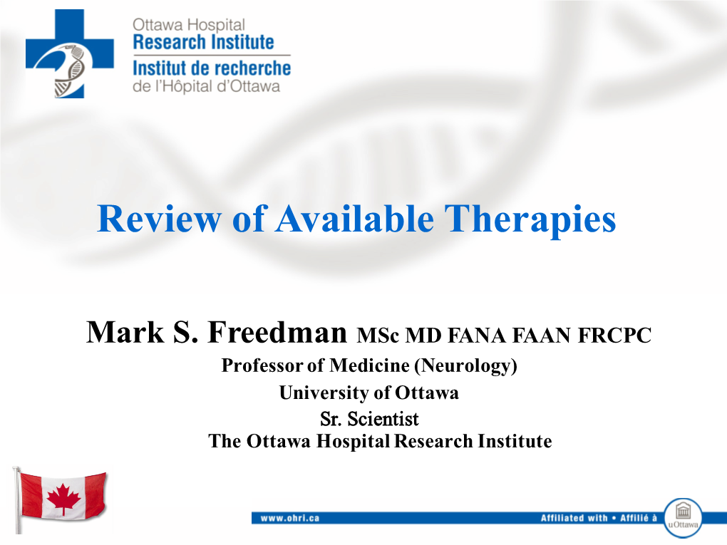 1 Freedman Review of Available Therapies