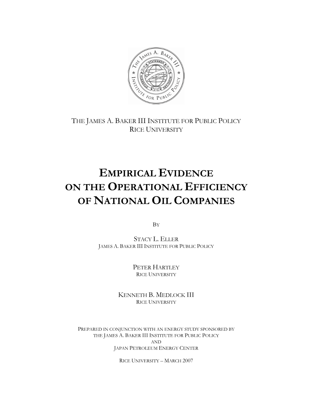Empirical Evidence on the Operational Efficiency of National Oil Companies