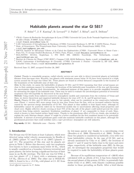 Habitable Planets Around the Star Gl 581?