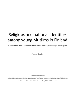 Religious and National Identities Among Young Muslims in Finland