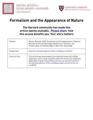 Formalism and the Appearance of Nature