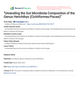 Unraveling the Gut Microbiota Composition of the Genus Herichthys (Cichliformes:Pisces)”