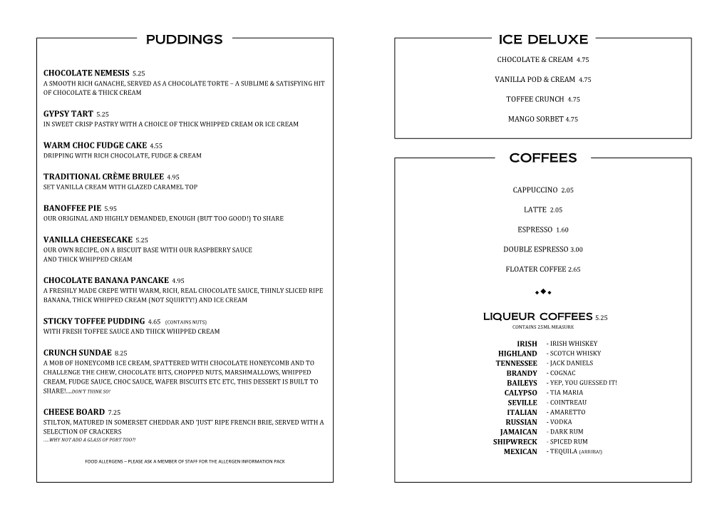 Puddings Ice Deluxe Coffees