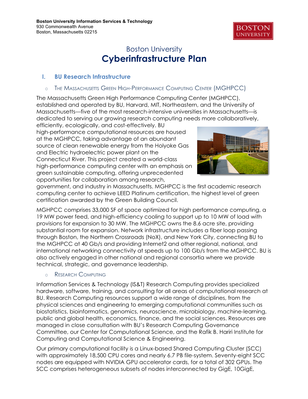 Cyberinfrastructure Plan