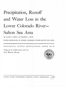 Precipitation, Runoff and Water Loss in the Lower Colorado River- Salton Sea Area by ALLEN G
