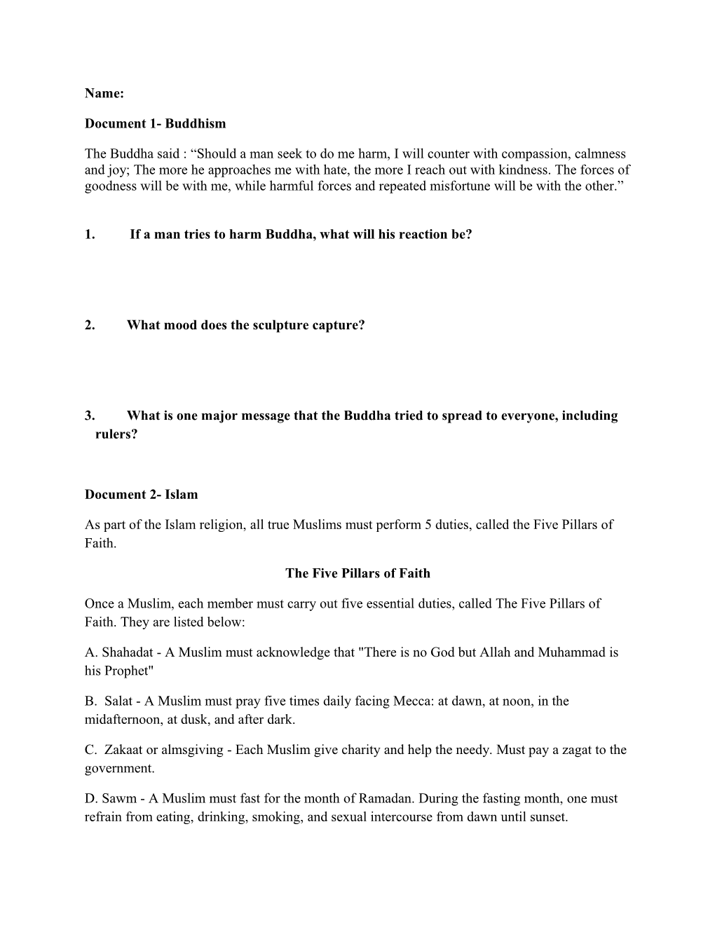 Document 1- Buddhism