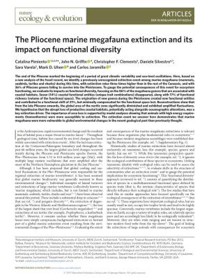 The Pliocene Marine Megafauna Extinction and Its Impact on Functional Diversity