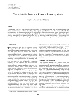 The Habitable Zone and Extreme Planetary Orbits