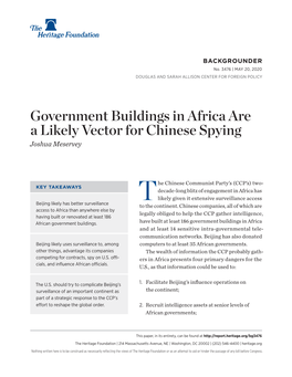 Government Buildings in Africa Are a Likely Vector for Chinese Spying Joshua Meservey