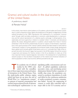 Gramsci and Cultural Studies in the Dual Economy of the United States a Preliminary Sketch1 Di Renate Holub*