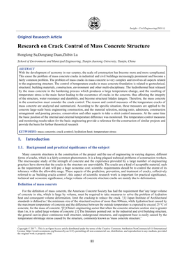 Research on Crack Control of Mass Concrete Structure