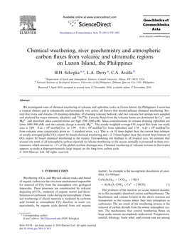 Chemical Weathering, River Geochemistry and Atmospheric Carbon ﬂuxes from Volcanic and Ultramaﬁc Regions on Luzon Island, the Philippines