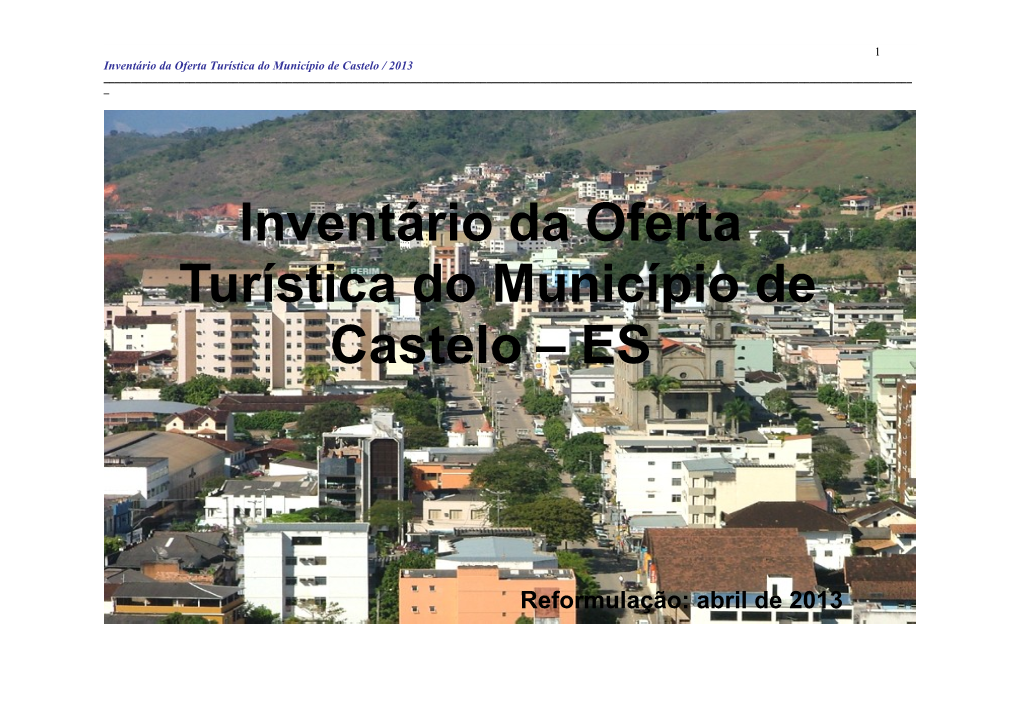 Inventário Da Oferta Turística Do Município De Castelo – ES