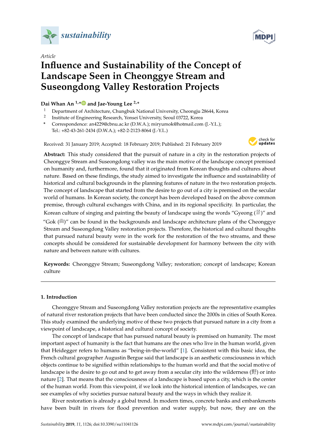 Influence and Sustainability of the Concept of Landscape Seen