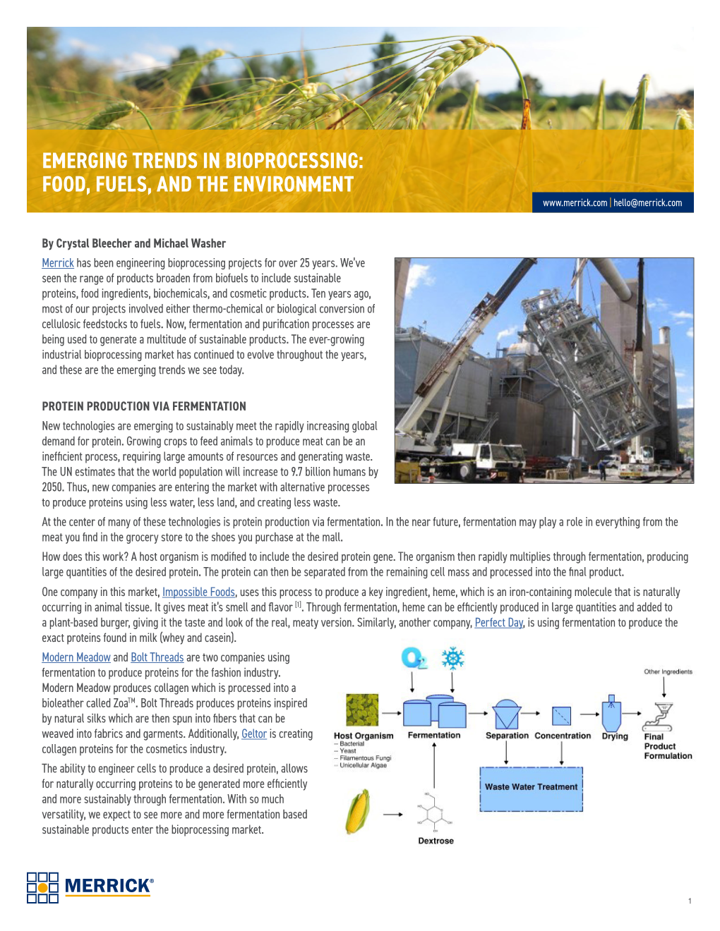 EMERGING TRENDS in BIOPROCESSING: FOOD, FUELS, and the ENVIRONMENT | Hello@Merrick.Com