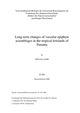 Long-Term Changes of Vascular Epiphyte Assemblages in the Tropical Lowlands of Panama