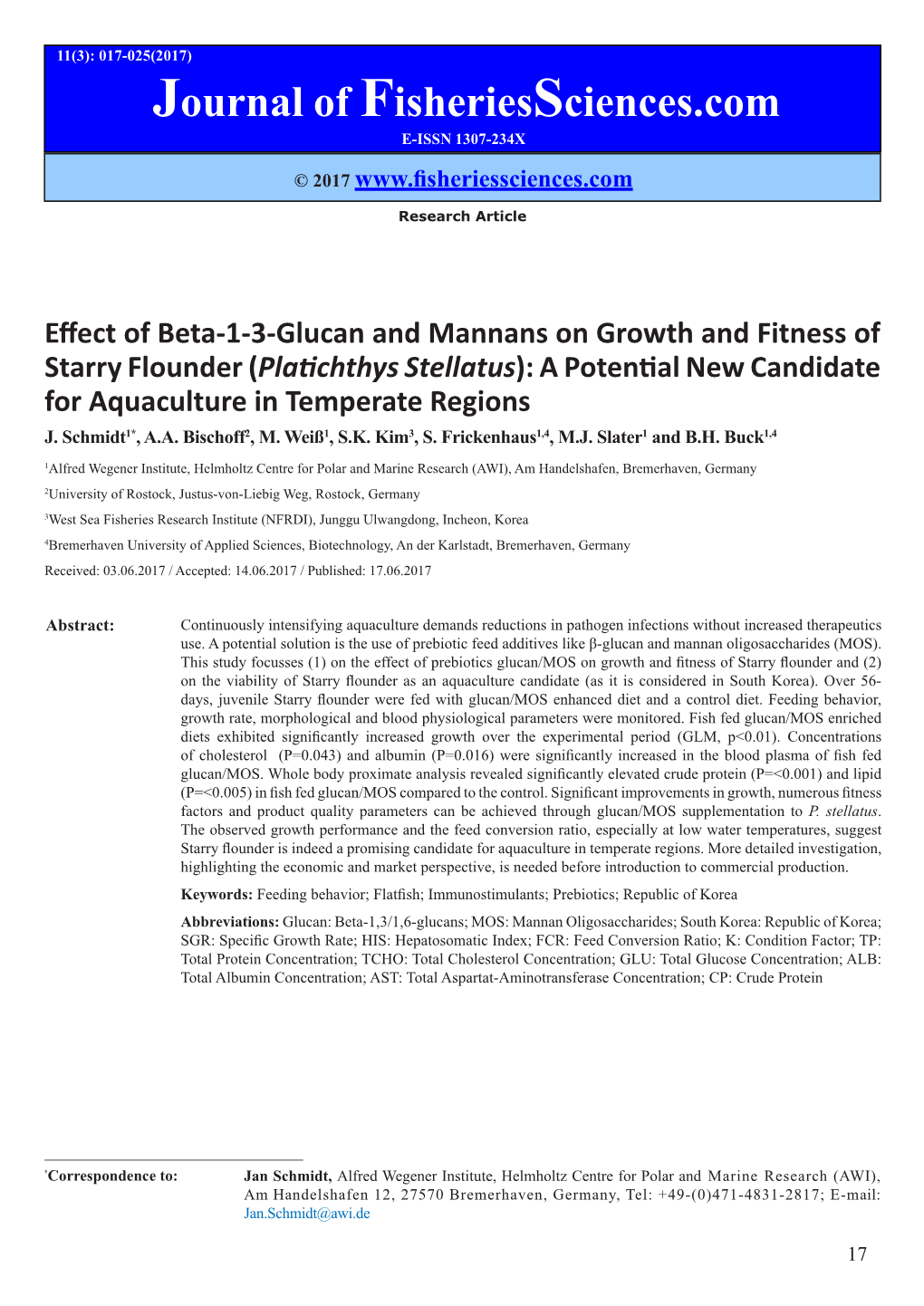 Platichthys Stellatus): a Potential New Candidate for Aquaculture in Temperate Regions J