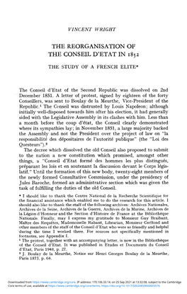 The Reorganisation of the Conseil D'etat in 1852