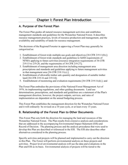 Chapter I: Forest Plan Introduction