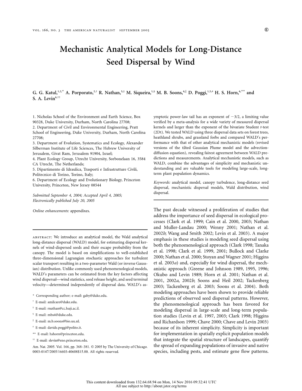 Mechanistic Analytical Models for Long-Distance Seed Dispersal by Wind