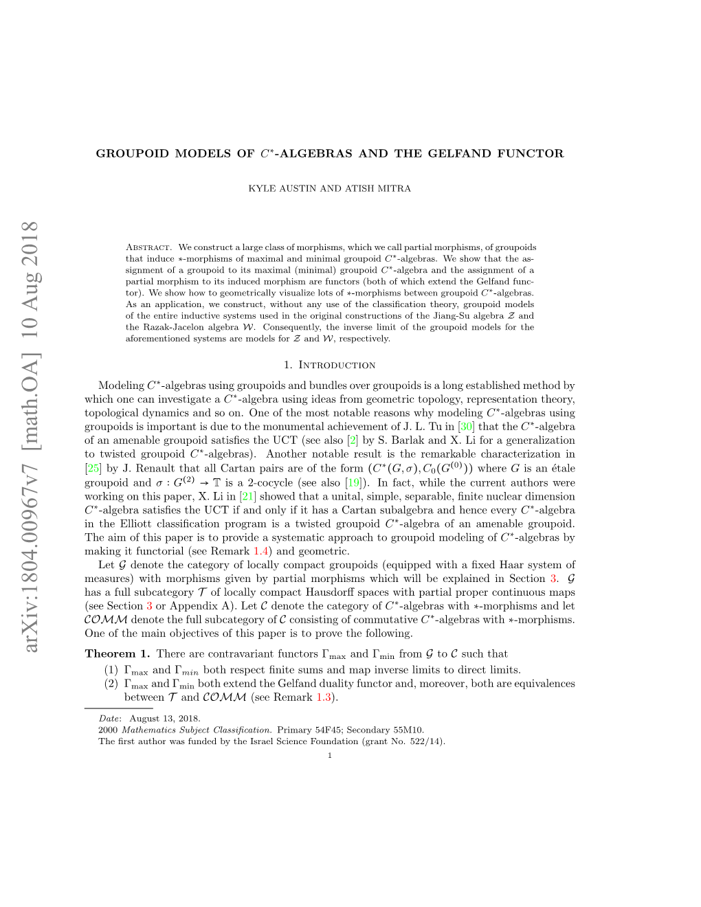 Groupoid Models of $ C^* $-Algebras and Gelfand Duality