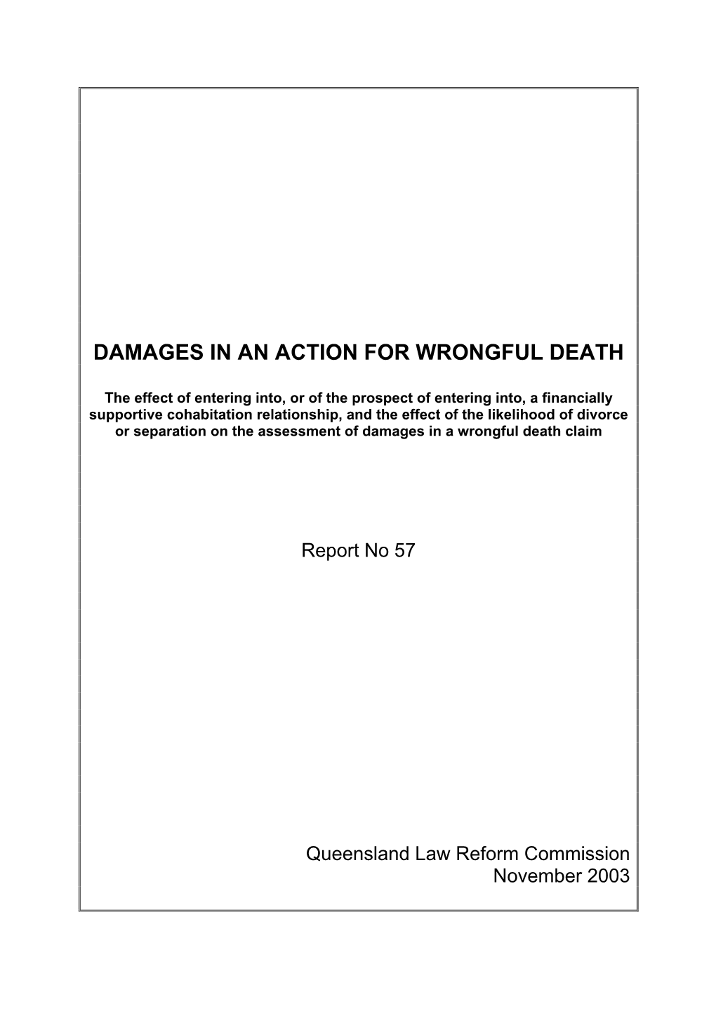 Damages in an Action for Wrongful Death