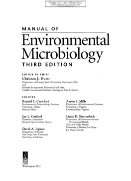MANUAL of Environmental Microbiology THIRD EDITION