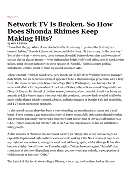 Network TV Is Broken. So How Does Shonda Rhimes Keep Making Hits?