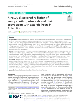 A Newly Discovered Radiation of Endoparasitic Gastropods and Their Coevolution with Asteroid Hosts in Antarctica Kara K
