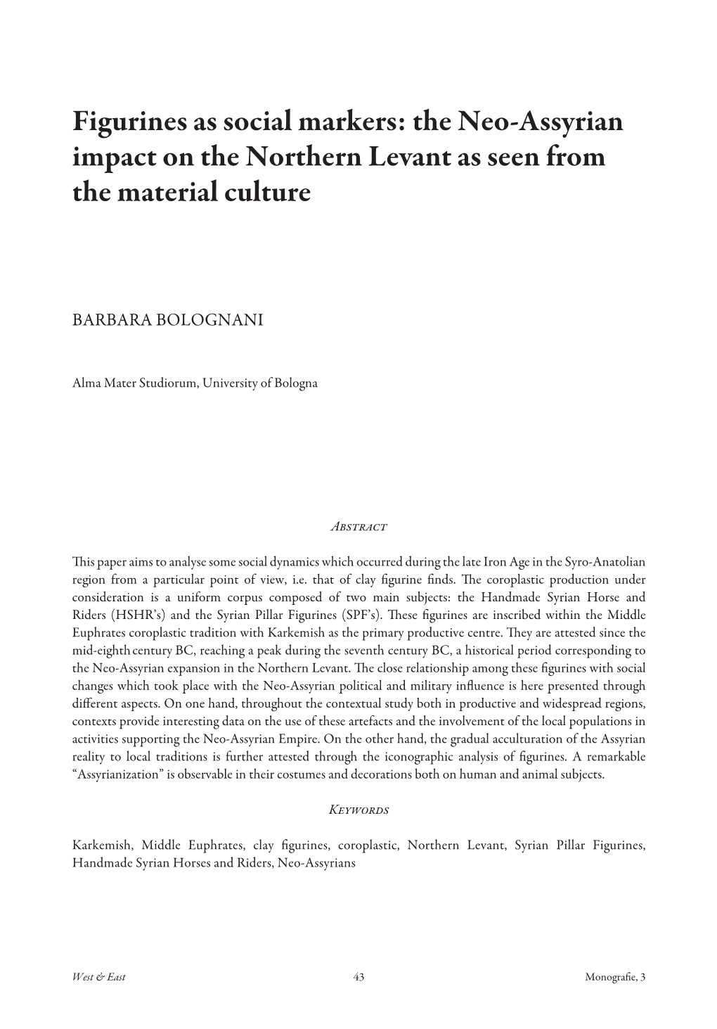 Figurines As Social Markers: the Neo-Assyrian Impact on the Northern Levant As Seen from the Material Culture